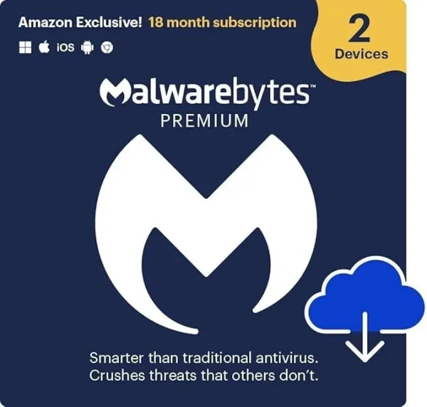 Malwarebytes |Exclusive | 18 Months, 2 Devices | Windows, Mac OS, Android, Apple iOS, Chrome [Online Code]