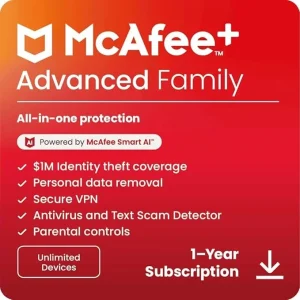 McAfee+ Advanced Family Unlimited Devices 2025 Ready| Online Protection, Identity Theft Protection, Privacy Protection, Parental Controls | Download