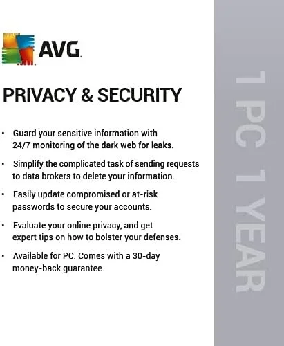 AVG BreachGuard 2021 | Online Privacy and Security | 1 PC, 1 Year [Download]